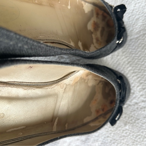 Talbots Charcaol Grey Flats in Wool Fabric with Black Velvet Bow Shoe size 8 - Picture 16 of 16